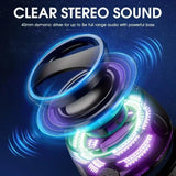Altavoz Bluetooth inalámbrico con luces RGB, sonido estéreo y soporte para teléfono: minialtavoz portátil de viaje para iPhone y Android.