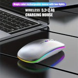 Souris de jeu sans fil, rétroéclairée, compatible USB, rechargeable, RVB, silencieuse, ergonomique, pour ordinateur portable et PC