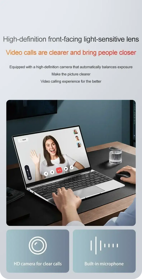 Ultra Slim 14.1" Laptop 16GB RAM 2TB SSD Intel N3700 Notebook Gamer Windows 11 Pro 1920*1080  Display Office Study Computer PC - Lootquake