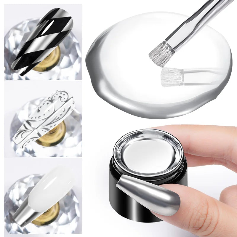 8ml Super Shine Silver Metal Painting Gel Nail Polish High-density Mirror Effect Semi Permanant Nail Art Manicure Varnish