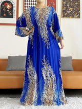 Vestido largo Abaya de algodón suelto de manga larga con estampado dashiki africano de nuevo estilo para mujer, vestido informal de verano