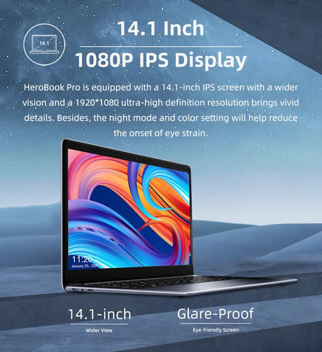 CHUWI HeroBook Pro Laptop 14.1 Inch FHD Screen Intel Celeron N4020 Dual Core UHD Graphics 600 GPU 8GB DDR4 256GB SSD Windows 11 - Lootquake