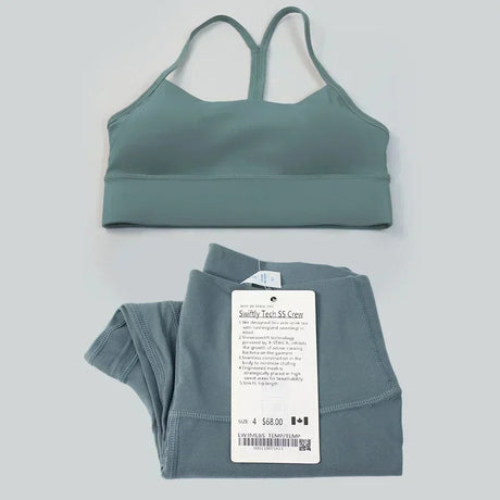 women 2 Pieces Yoga Set Women Sportswear Gym Top Y-shape Bra Fitness High Waist Leggings Workout Sports Clothes Tracksuits - Lootquake