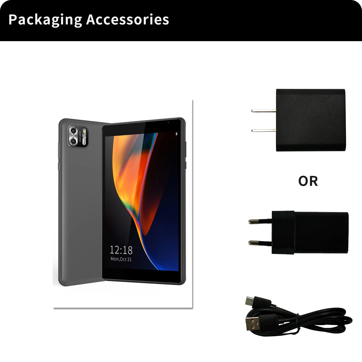 Tablette PRITOM 8 pouces Android 13, 8 Go (4+4 extensibles) RAM 64 Go ROM, 1 To extensible, écran IPS 1280x800, batterie 5000 mAh, double caméra, Wi-Fi