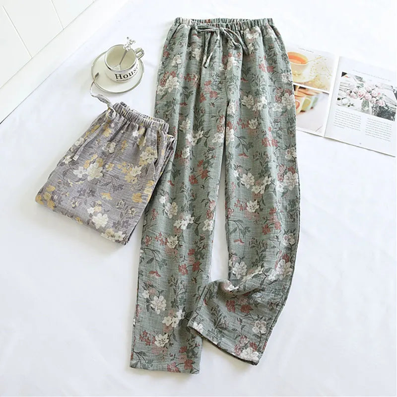 Pyjama 100 % coton pour femme, pantalon ample et confortable, idéal pour l'automne et l'hiver