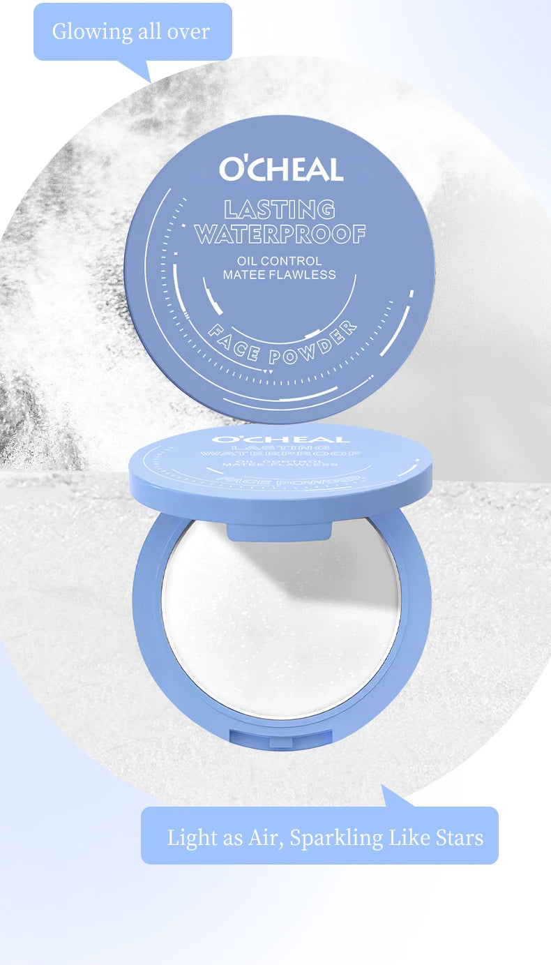 Polvos fijadores mate Ocheal para rostro, control de grasa, ligeros, radiantes, base de maquillaje, polvos compactos, maquillaje de cobertura total, cosmético