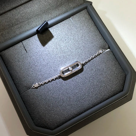 925 Sterling Silver Luxury Jewelry Classic Single Diamond Women's Bracelet. Moving Diamonds. - Lootquake