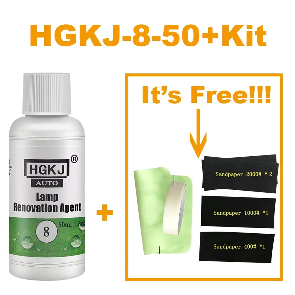 HGKJ 8 Lamp Renovation Agent Auto Headlight Headlamp Polish Restoration Kit Long Lasting Protection Oxidation Liquid for Car - Lootquake