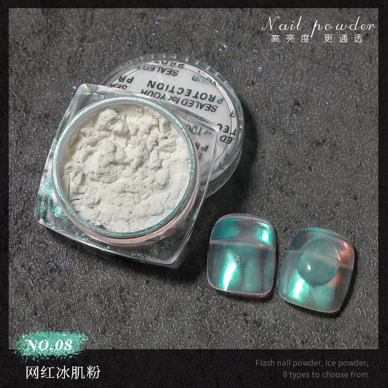 Ultra-Fine Aurora Nail Glitter Powder Sparkle Ice Transparent Polish Iridescent Nail Powder Multi Mirror Effect Glitter Dust