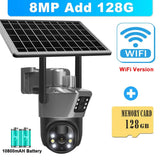 Cámara solar WiFi 4K de 8 MP, cámara de vigilancia CCTV inalámbrica para exteriores con panel solar, lente dual, PTZ, IP, protección de seguridad