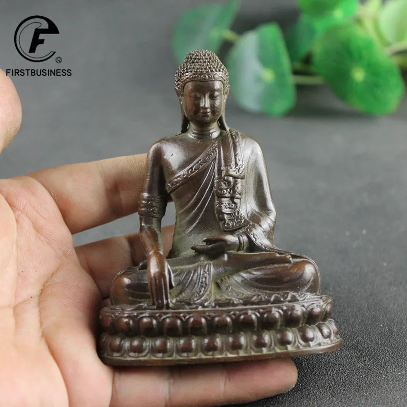 Estatua antigua de Buda Shakyamuni de cobre, hecha a mano en latón, escultura budista, figuritas hindúes de Feng Shui, meditación, decoración del hogar.