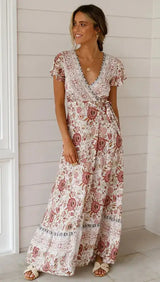 Vestido largo sexy con estampado de vacaciones de verano 2024 para mujer