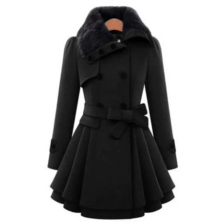 Winter Women's Jacket Windbreaker Warm Plush Thick Clothes Double Breasted Belt Autumn And Winter Korean Style Slim Lapel Coat - Lootquake