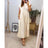 Women's Elegant And Fashionable Round Neck Sleeveless Pleated Long Dress In Solid Color Beige With Pockets, Oversized Long Skirt - Lootquake