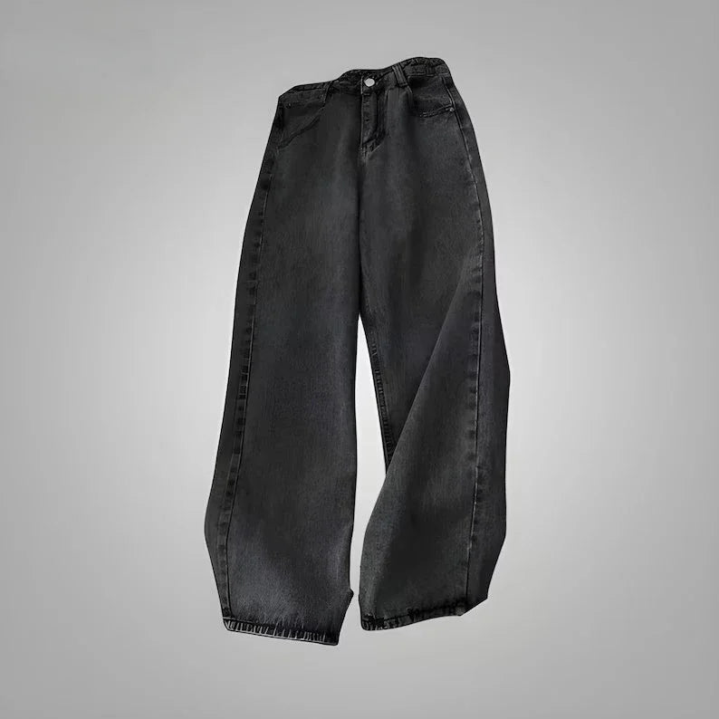2024 New American Trend Retro Hip-hop Embroidery Pattern Baggy Jeans For Men And Women Y2K Harajuku Gothic Wide Pants Streetwear - Lootquake