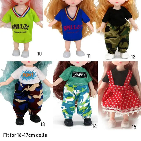 Dolls Clothes Suit For 16cm Doll Dress Up Accessories Sleeveless Top Casual Pants Denim Grid Dress Skirt Daily Wear Accessories - Lootquake