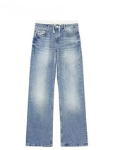High-waisted Wide-leg Casual Jeans Basic Style Slimming Simple Design Zr Shopping Mall Similar Style Slim Fit For All Seasons - Lootquake