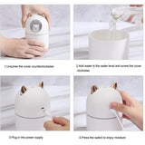 Difusor de aceites esenciales en aerosol H2O con diseño de gato, 300 ml, aromaterapia, portátil, minihumidificador para coche