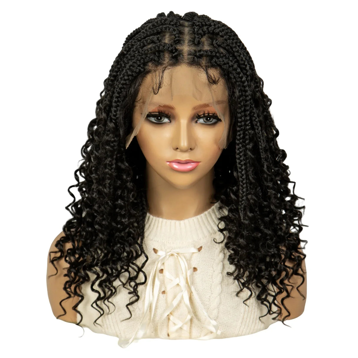Bohemian Knotless Box Braids Wig | Goddess Locs with Curly Ends