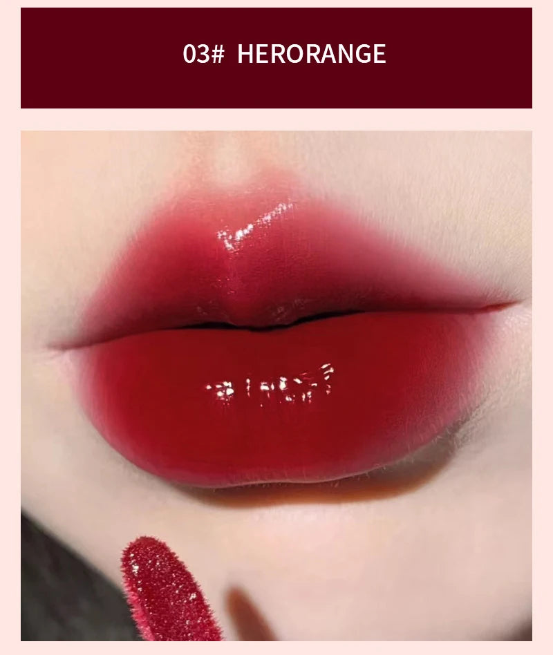 Laque à lèvres légère effet verre HERORANGE - Brillance miroir, formule hydratante ; anti-bavures, longue tenue et éclaircissante pour la peau