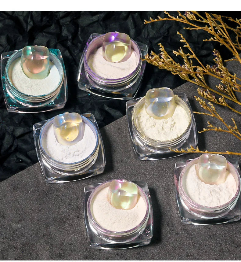 Ultra-Fine Aurora Nail Glitter Powder Sparkle Ice Transparent Polish Iridescent Nail Powder Multi Mirror Effect Glitter Dust