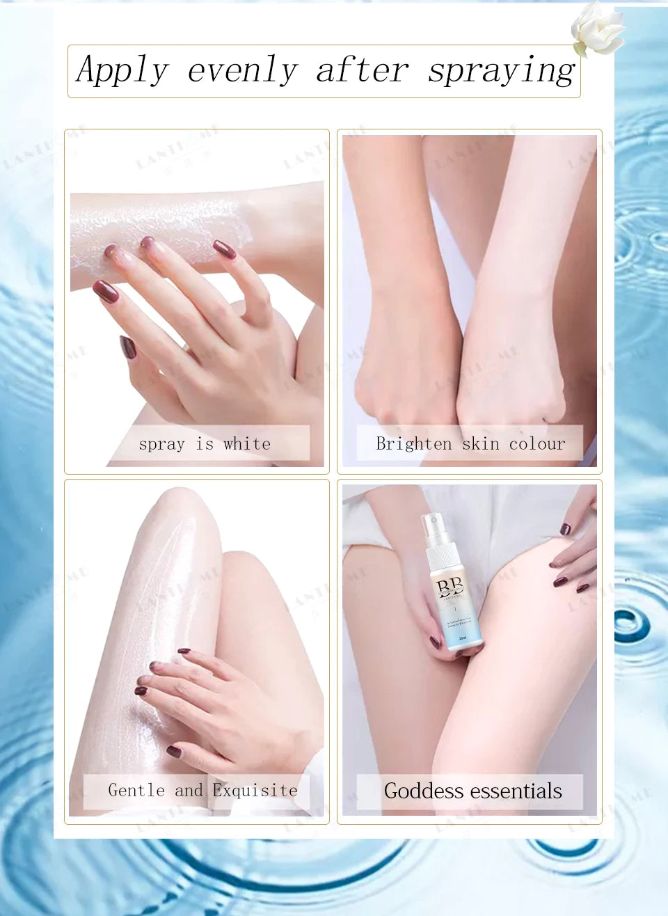 Spray blanchissant BB, crème BB hydratante éclaircissante pour la peau, fond de teint nourrissant, soins de la peau, cosmétiques de beauté