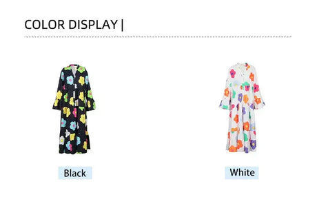 Plus Size New for Summer 2024 Women's Long Sleeve Floral Dress V-Neck Button Long Dress Long Sleeve Button Down Dress - Lootquake