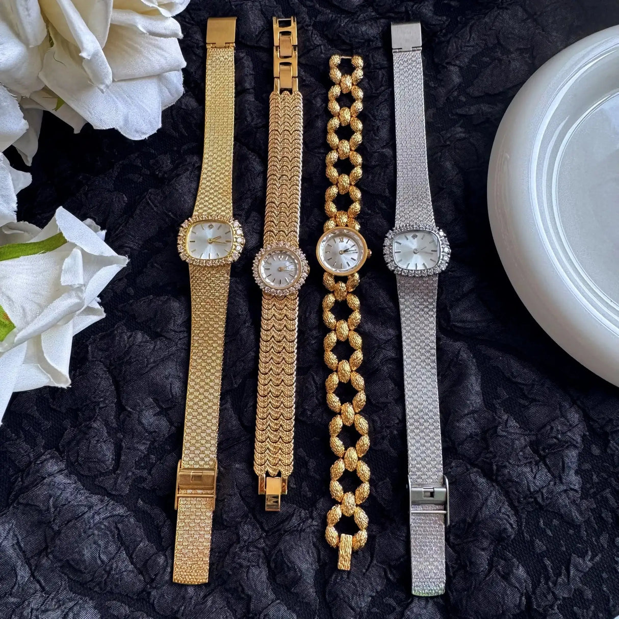 High Quality Brass 18K Gold Plated 2025 Vintage Lucky Small Retro Ladies Watch  Unique Steel Band Quartz High Quality - Lootquake