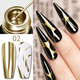 5ML Gold Silver Metallic Liner Paint Gel Polish Chrome Mirror Metal Effect Super Bright French UV LED Semi Permanent Nail Gel