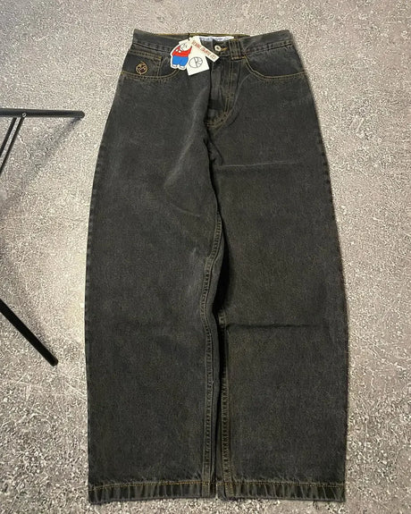 New Harajuku Hip Hop Cartoon Y2K Big Boy Jeans Women Graphic Embroidery Baggy Jeans Pants High Waist Wide Leg Trouser Streetwear - Lootquake