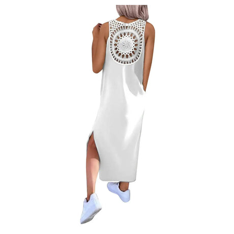 Womens Summer Dress Long Dress Casual Loose Maxi Dresses Beach Outfit 2024 Resort Women Summer Dress Sleeveless Large Nightshirt - Lootquake