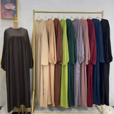 Plain Abaya Muslim Long Dress Women Balloon Sleeve Casual Islamic Clothing Dubai Turkish Modesty Kaftan Ramadan Eid - Lootquake