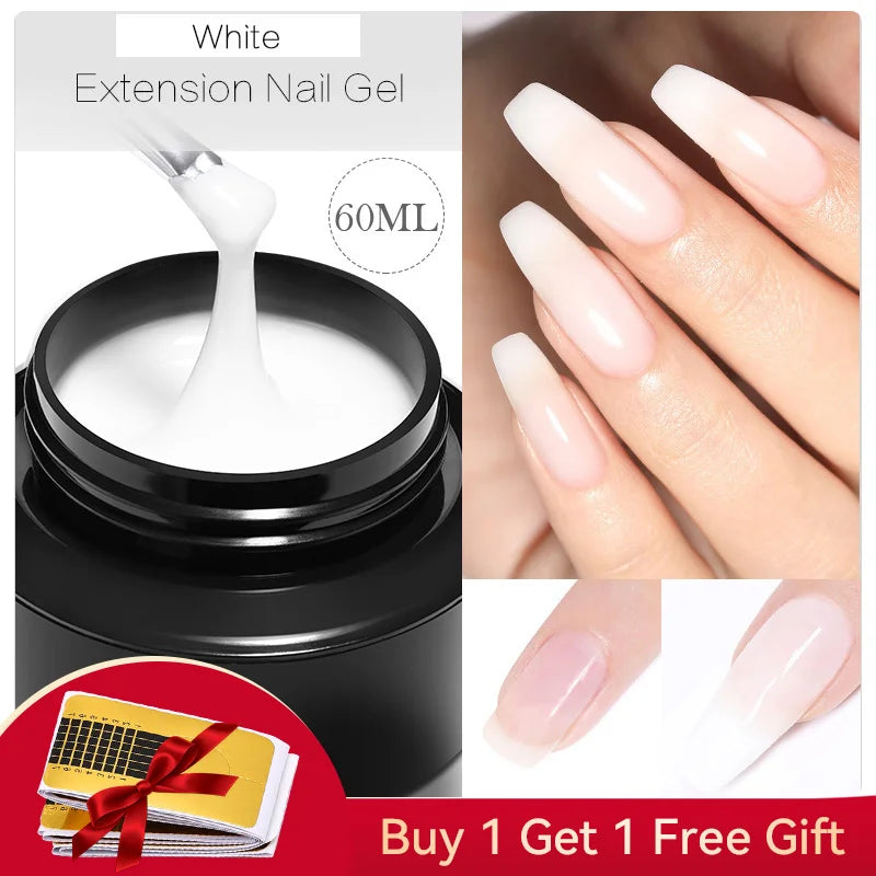 BORN PRETTY 60/30 ml Gel de extensión de uñas de gelatina dura Esmalte de uñas de gel Uñas francesas Nude Rosa Blanco Transparente Suministros de uñas Gel para extensión