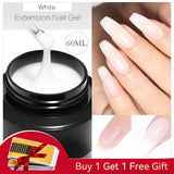 BORN PRETTY 60/30 ml Gel de extensión de uñas de gelatina dura Esmalte de uñas de gel Uñas francesas Nude Rosa Blanco Transparente Suministros de uñas Gel para extensión