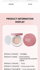 OCHEAL CC Cream Cushion Foundation Cream Corrector hidratante de larga duración Base BB Cream para maquillaje facial Corrector