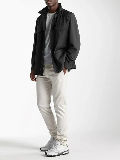 Men's new jacket spring and autumn design solid color zipper large pocket stand collar men's casual windbreaker jacket - Lootquake