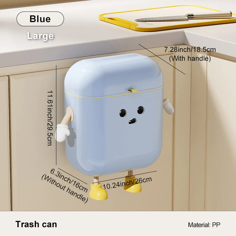 Compost Bin Kitchen for Counter Top or Under Sink, Plastic Hanging Trash Can with Lid, Wall Mounted Garbage Can for Bathroom,