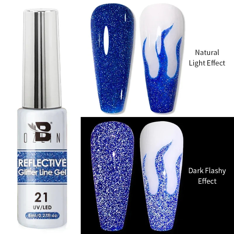 5ML Gold Silver Metallic Liner Paint Gel Polish Chrome Mirror Metal Effect Super Bright French UV LED Semi Permanent Nail Gel