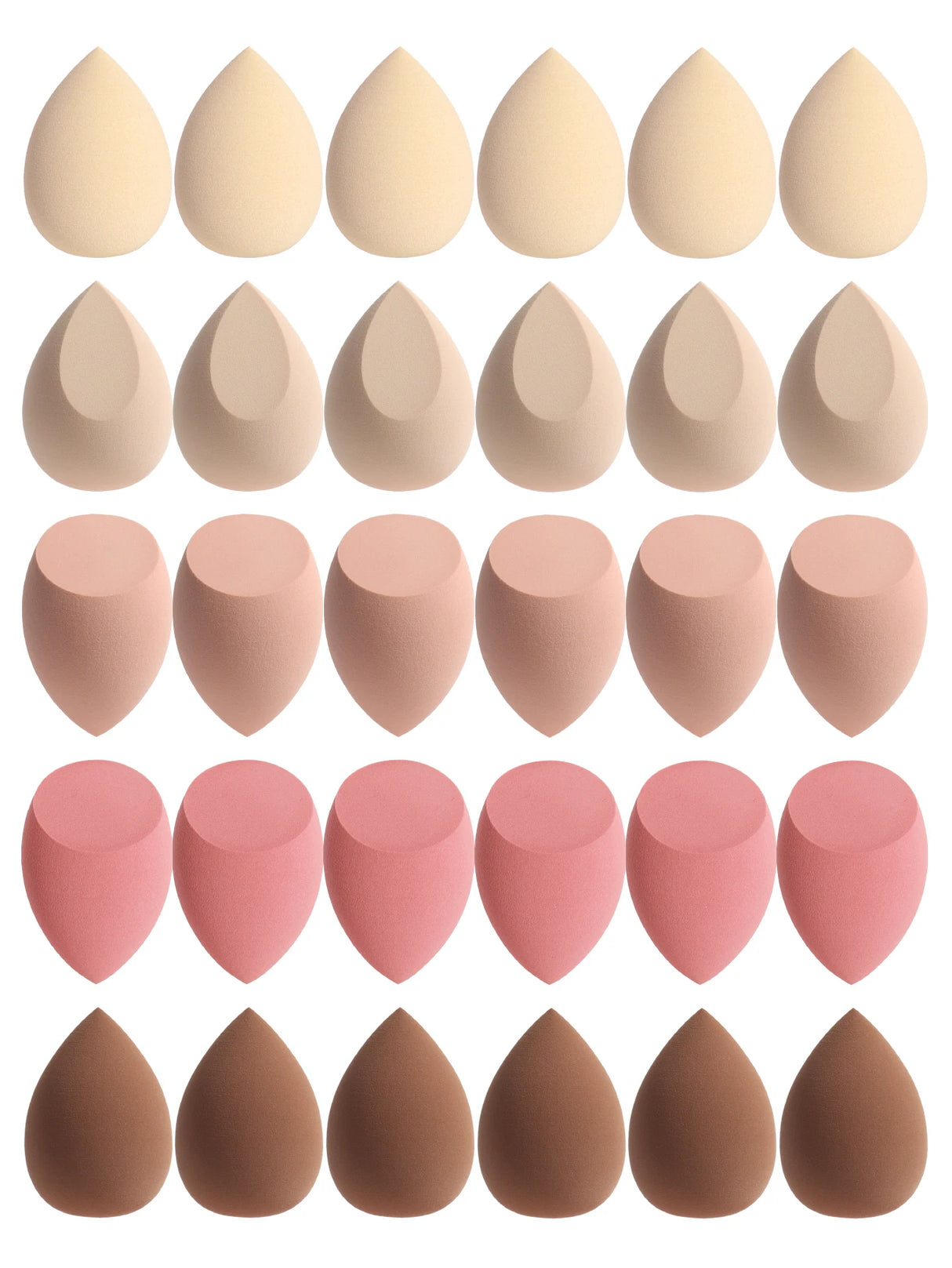 30 Beauty Eggs (Esponjas de Maquillaje) Esponja de Belleza Mixta para Base de Maquillaje, Líquida, en Crema y en Polvo Sin Impurezas, Multicolor C