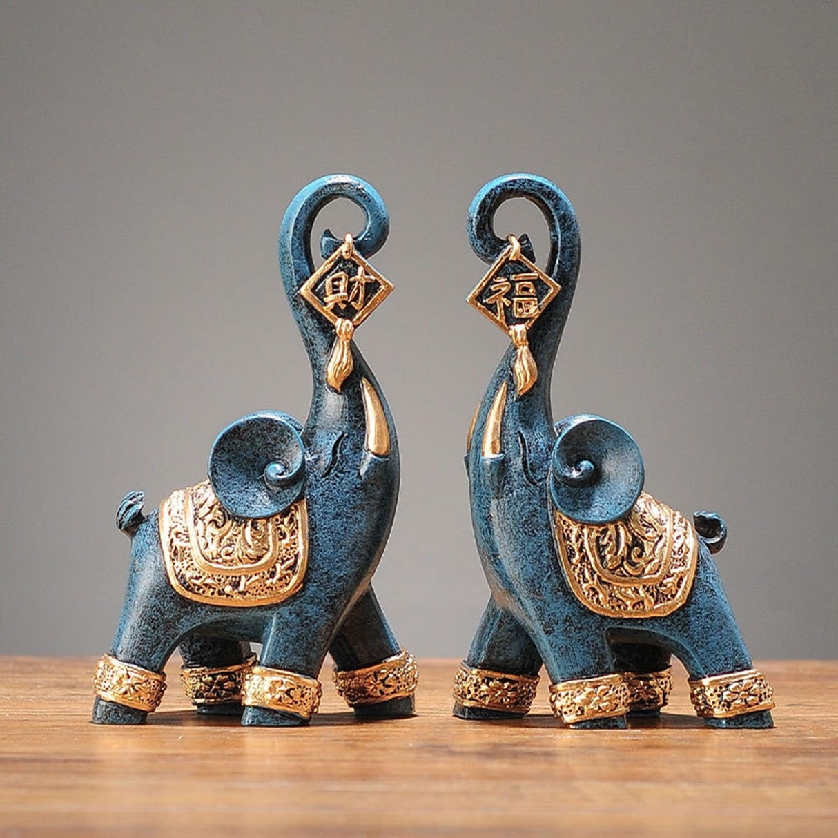 2x Estatuas de elefante modernas Colección de artesanía artística Escultura animal Adorno para