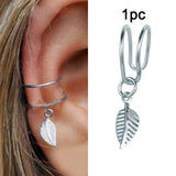 LATS Gold Color Leaves Ear Cuffs, Black Non-Piercing Ear Clip Earrings for Women & Men - Lootquake