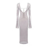 BEVENCCEL Sexy Luxury Sequins Deep V Long Sleeve Backless Sequins Long Dress Elegant  Bodycon Maxi Evening Party Clubwear Dress