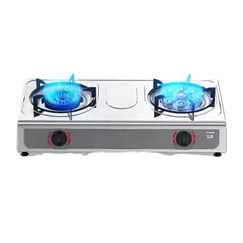Estufa de gas de escritorio de doble placa de cocción para el hogar, cocina de fuego intenso con doble orificio y gas licuado natural.