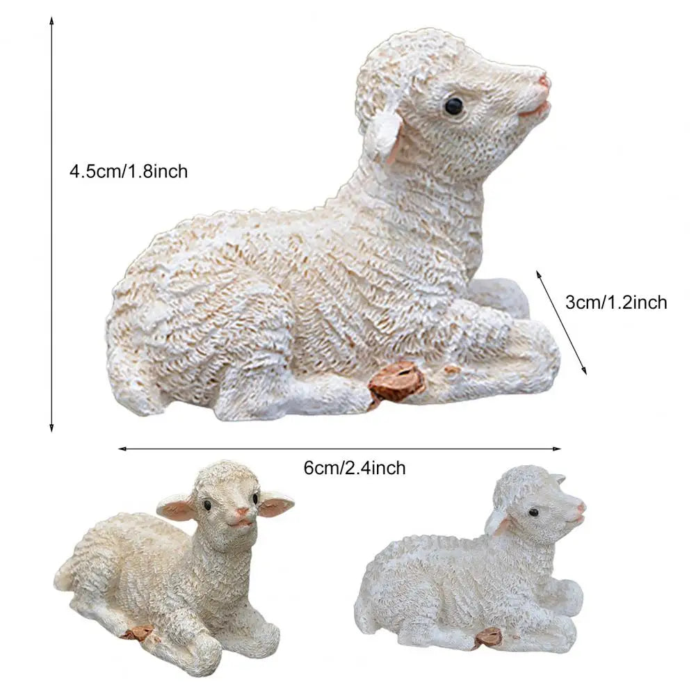 Sheep Sculpture  Cute Micro Landscape Sheep Sculpture  Synthetic Resin Animal Figurine