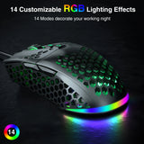 SM900 Wired Gaming Mouse Low Latency 12800 DPI 7 Buttons Macro Software Honeycomb Mice for PC Laptop
