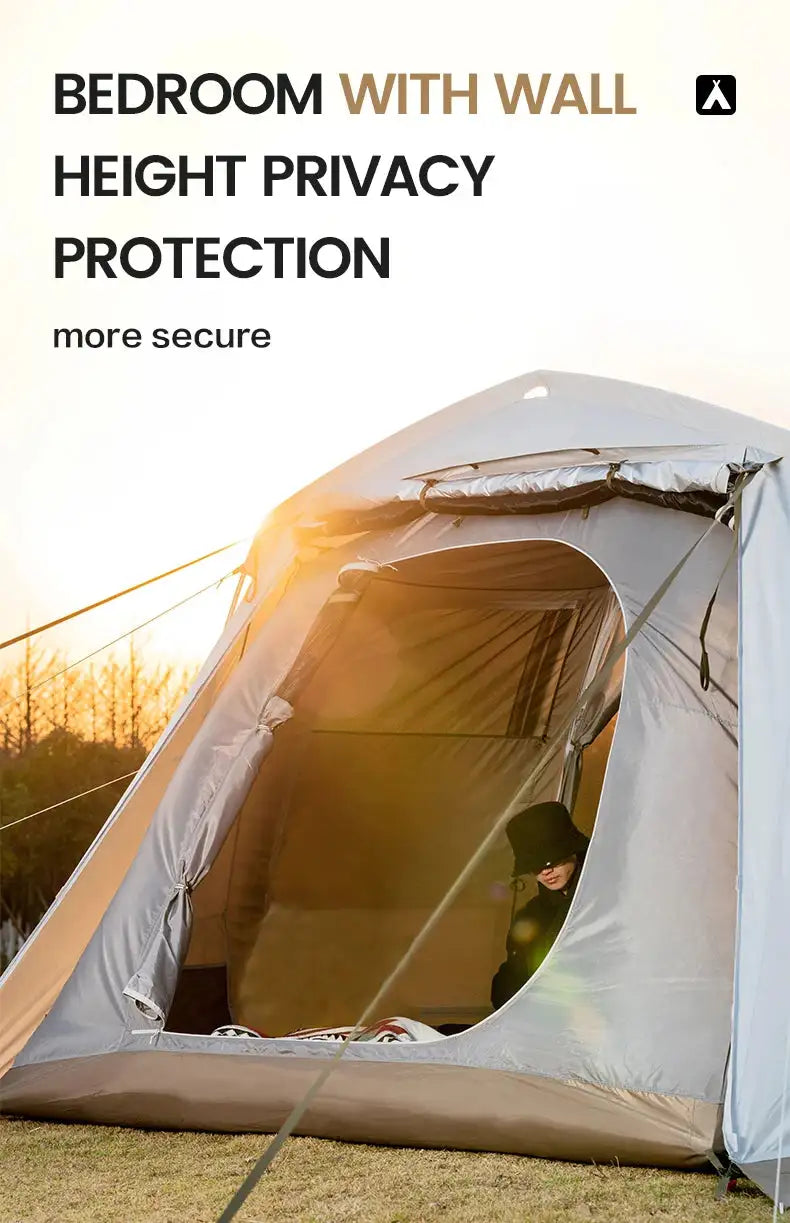 MOBI GARDEN Camping LS4 Tunnel Tent Living Shell Tent Large Blow Tent Invite Space Two Bedrooms - Lootquake