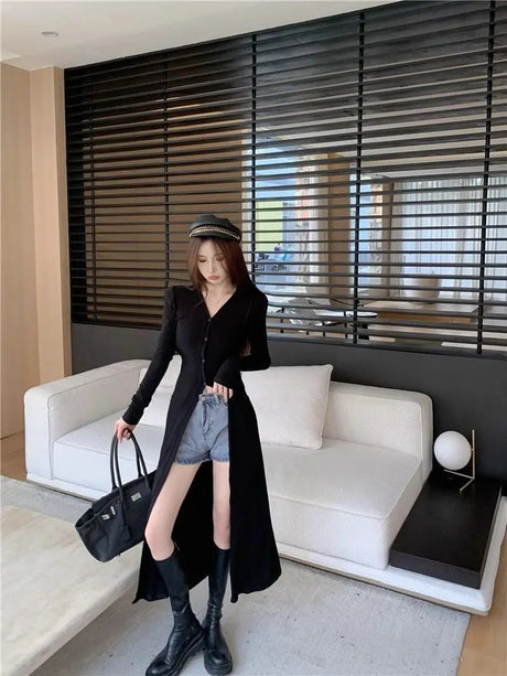 Street Casual Black Slim Long T Shirts Spring Autumn New Long Sleeve Solid Simplicity Fashion Tops Trend Vintage Women Clothing - Lootquake