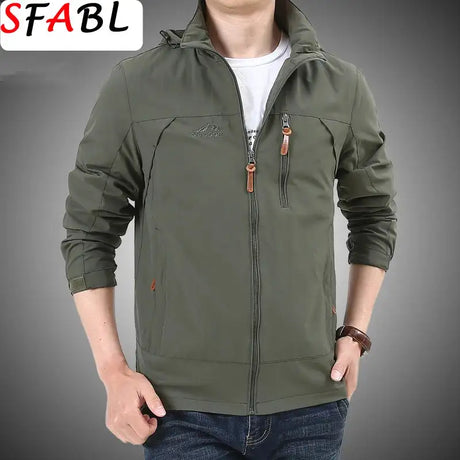 Outdoor Waterproof Jacket Men Breathable Quick Dry Hooded Jacket Coat Windbreaker Jacket Men Multi-Pockets Summer Windbreaker - Lootquake