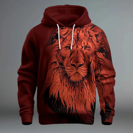 2024 Funny 3D Lion Printed Hoodies For Men Fashion Loose Sweatshirts Street Trend Harajuku Men's Clothes Autumn New Pullover - Lootquake