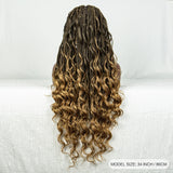 34" Ombre Curly Braids Wig | 1B/27 | Deep Wave | Full Lace | Baby Hair